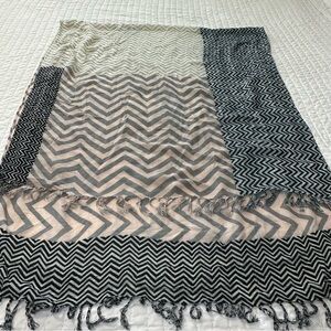 J. Crew Black and Cream Zigzag Scarf